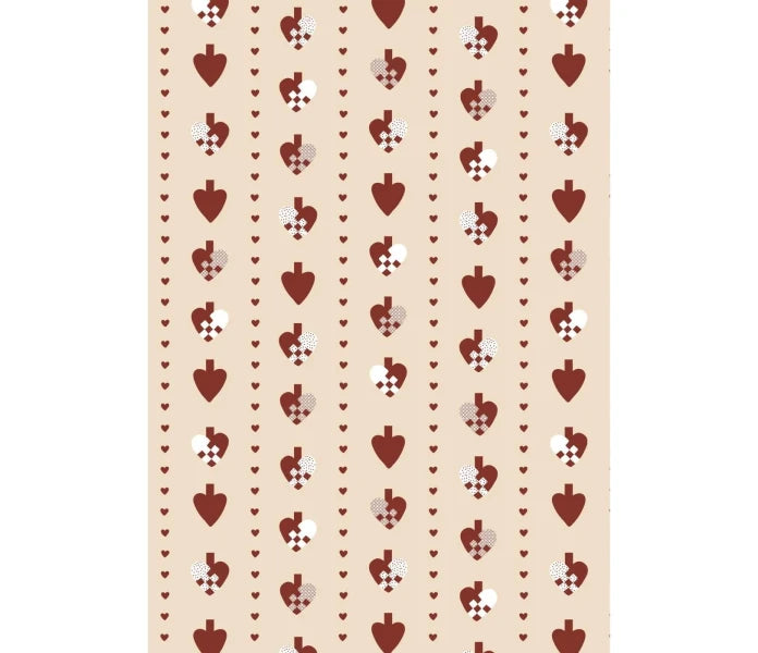 Ib Laursen lahjapaperi kuviollinen Braided Hearts 5m