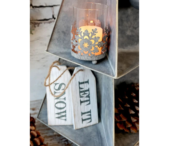 Chic Antique puinen kyltti - Let it snow