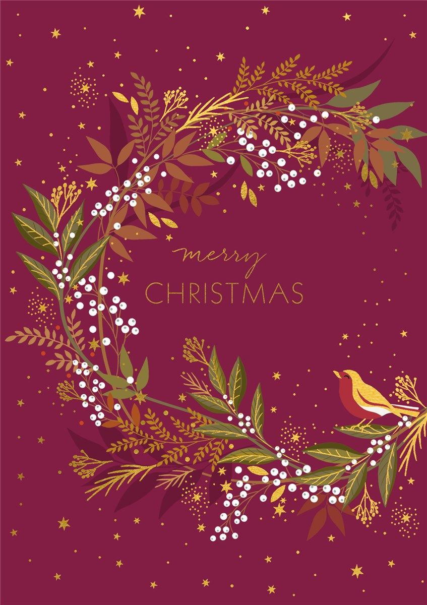 Putinki The Art File 2-osainen joulukortti - Burgundy Wreath